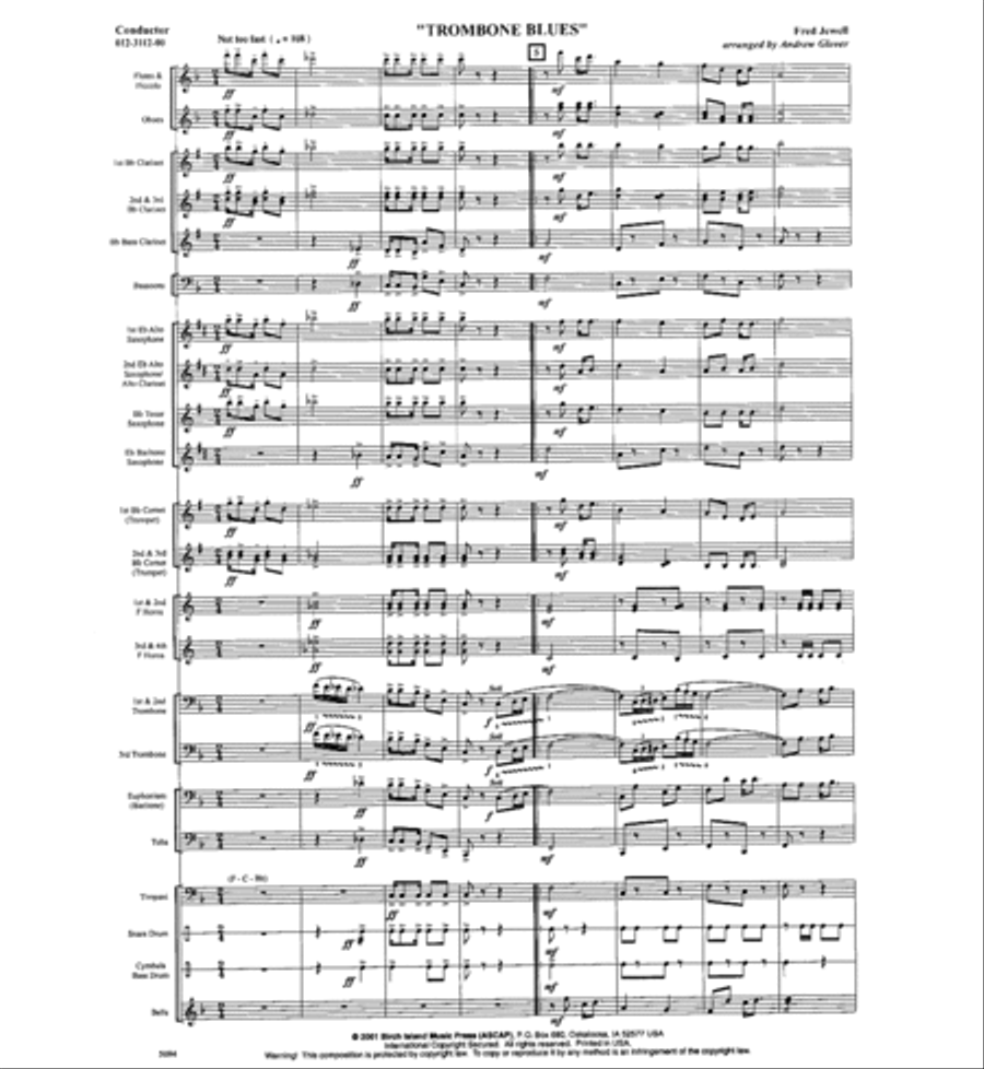 Trombone Blues Concert Band scores gallery preview page 2