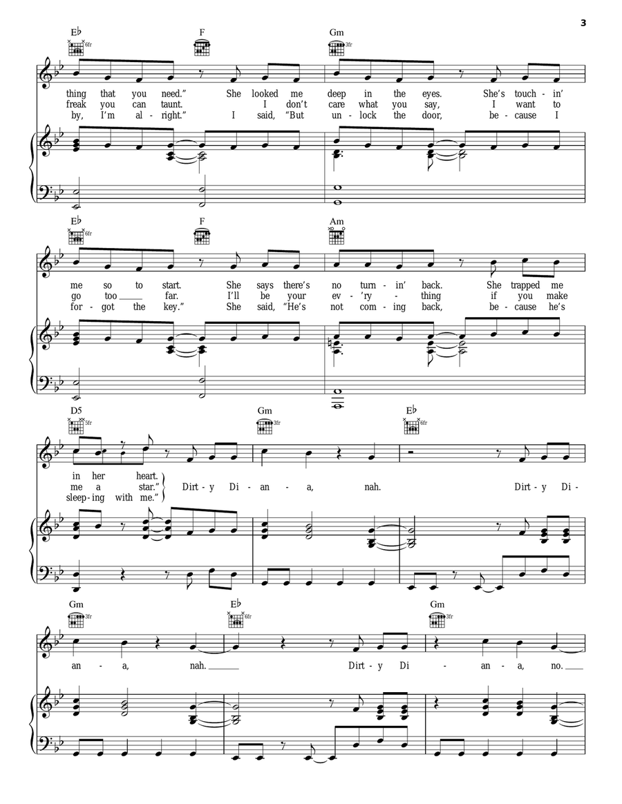 Dirty Diana Piano, Vocal, Guitar scores gallery preview page 3