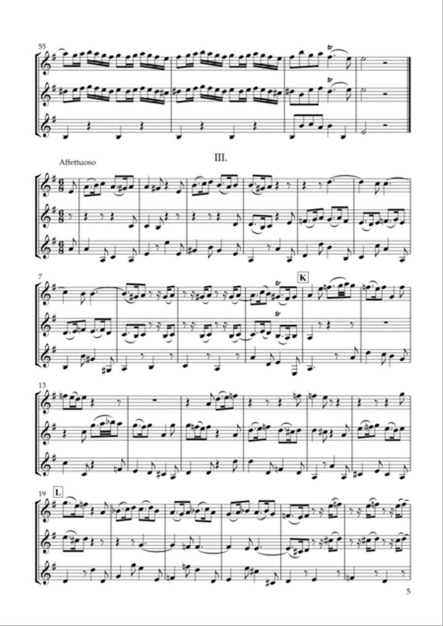 Trio Sonata in D Minor for Clarinet Trio Essercizii musici TWV42:d4 Clarinet Trio scores gallery preview page 5