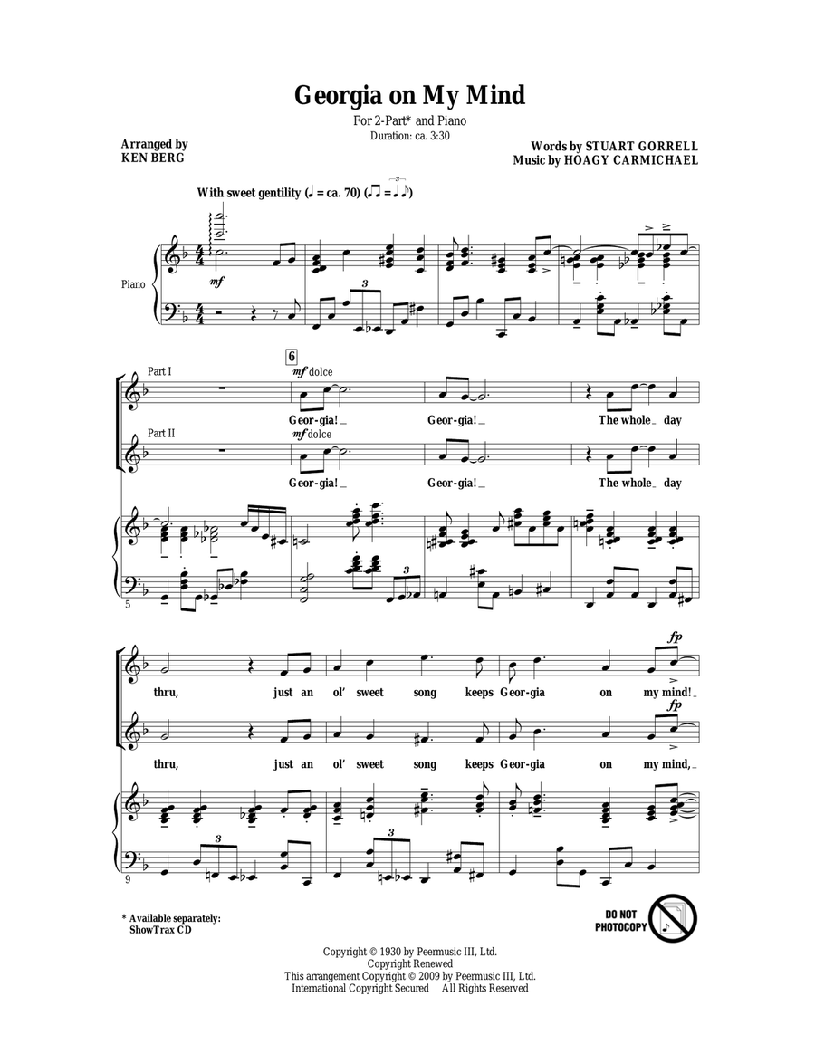 Georgia On My Mind 2-Part scores gallery preview page 1