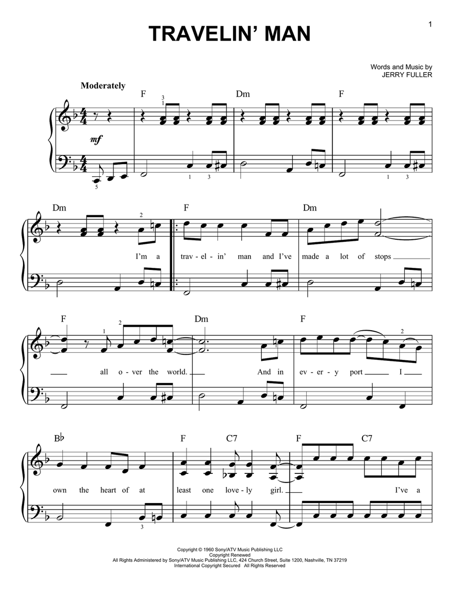 Travelin' Man Easy Piano scores gallery preview page 1