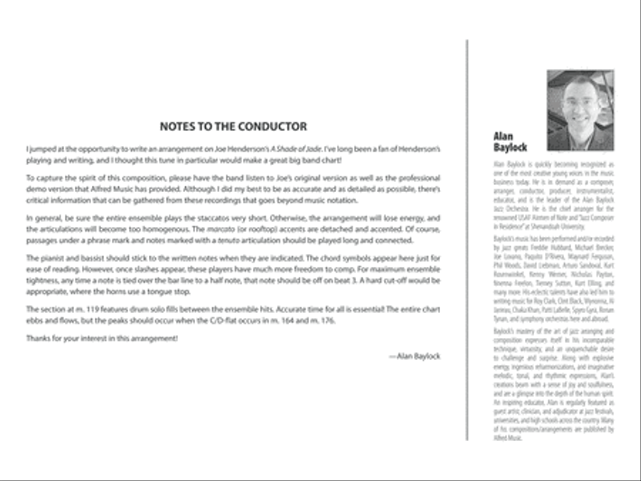 A Shade of Jade: Score Jazz Ensemble scores gallery preview page 2