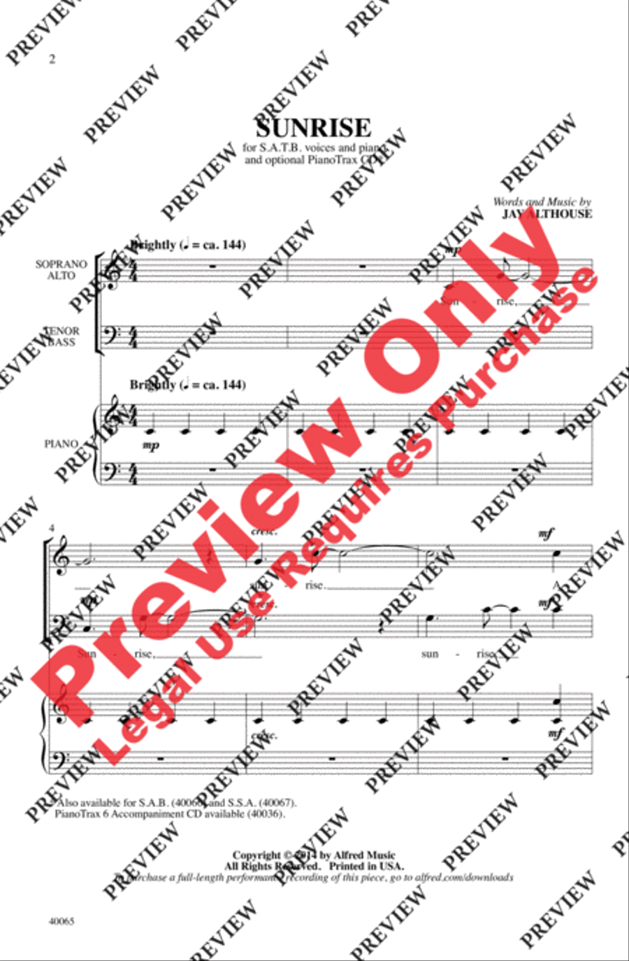Sunrise 4-Part scores gallery preview page 2