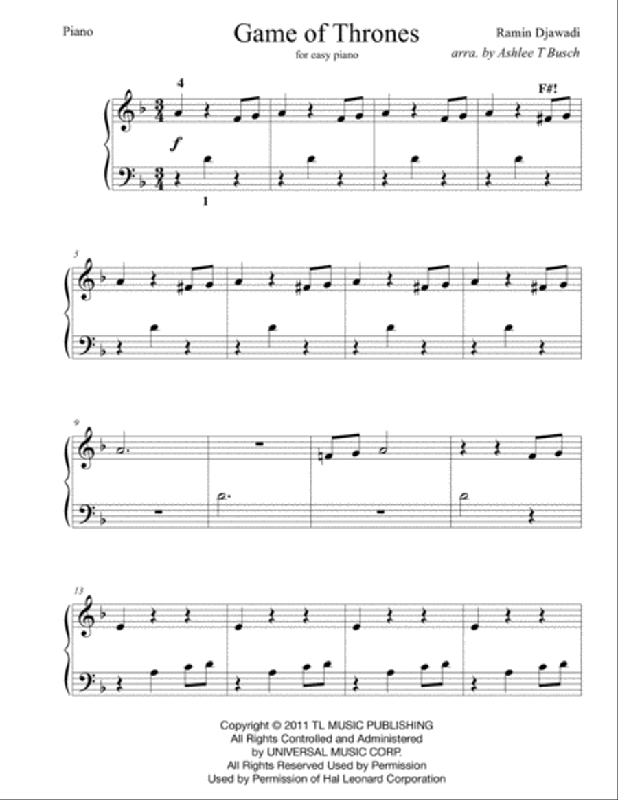 Game Of Thrones Easy Piano scores gallery preview page 2