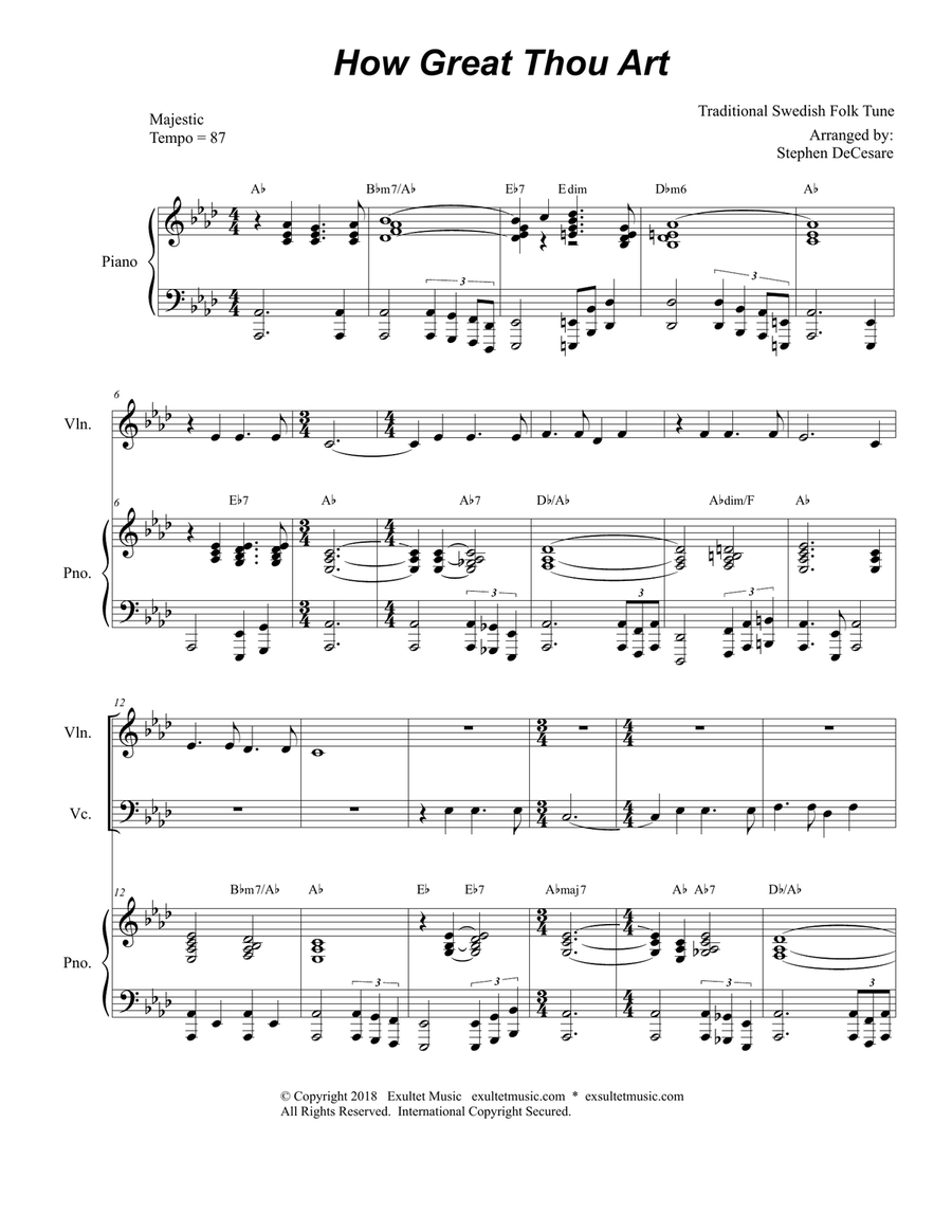 How Great Thou Art (Duet for Violin & Cello - Piano Accompaniment) Piano Trio scores gallery preview page 2