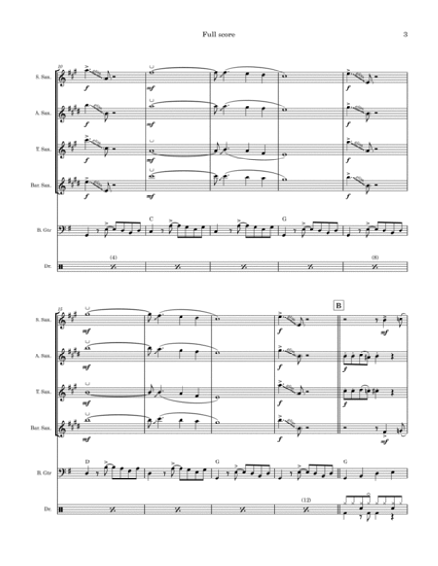 The Hucklebuck The Hucklebuck Saxophone Quartet scores gallery preview page 3