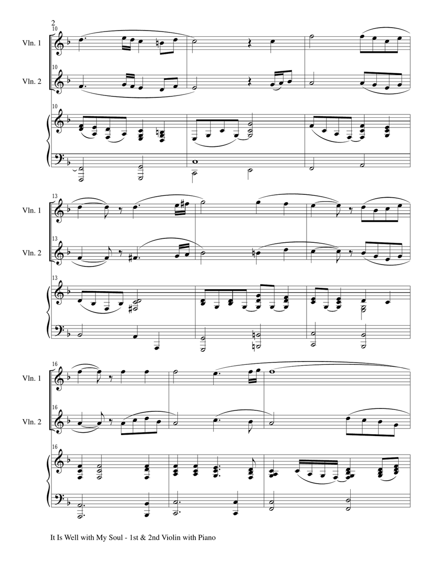 IT IS WELL WITH MY SOUL (Trio - 1st Violin, 2nd Violin, Piano with Score and Parts) Piano Trio scores gallery preview page 2