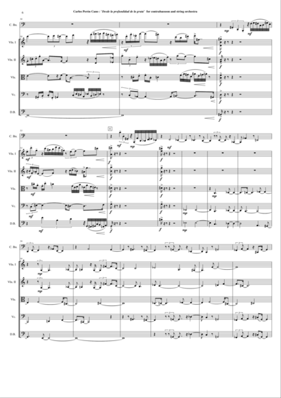 Carlos Perón Cano: Desde la profundidad de la gruta for contrabassoon and string orchestra - score a Chamber Orchestra scores gallery preview page 6