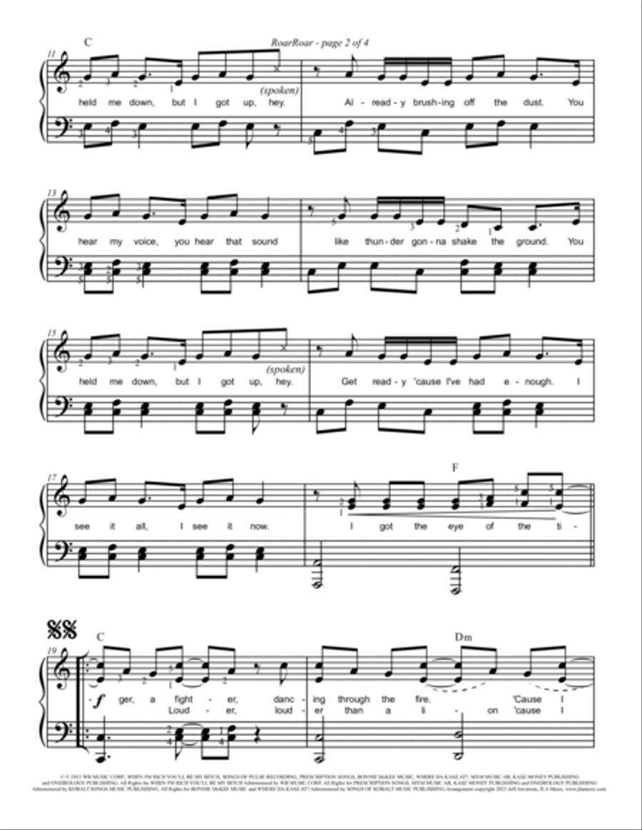 Roar Piano Solo scores gallery preview page 2