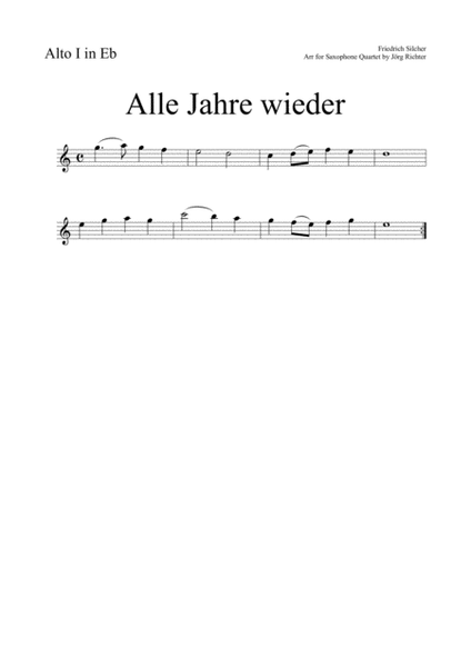 Every Year Again (Alle Jahre wieder) for Saxophone Quartet image number null