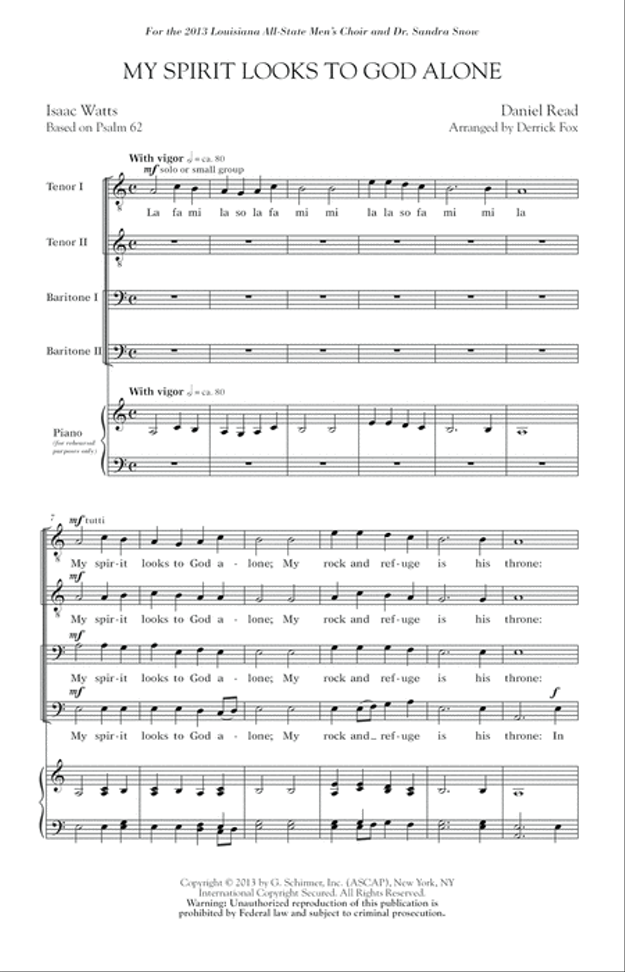 My Spirit Looks To God Alone TTBB scores gallery preview page 1