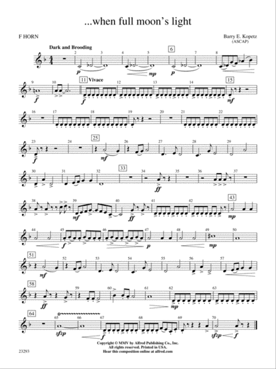 ... when full moon's light: 1st F Horn Concert Band scores gallery preview page 1