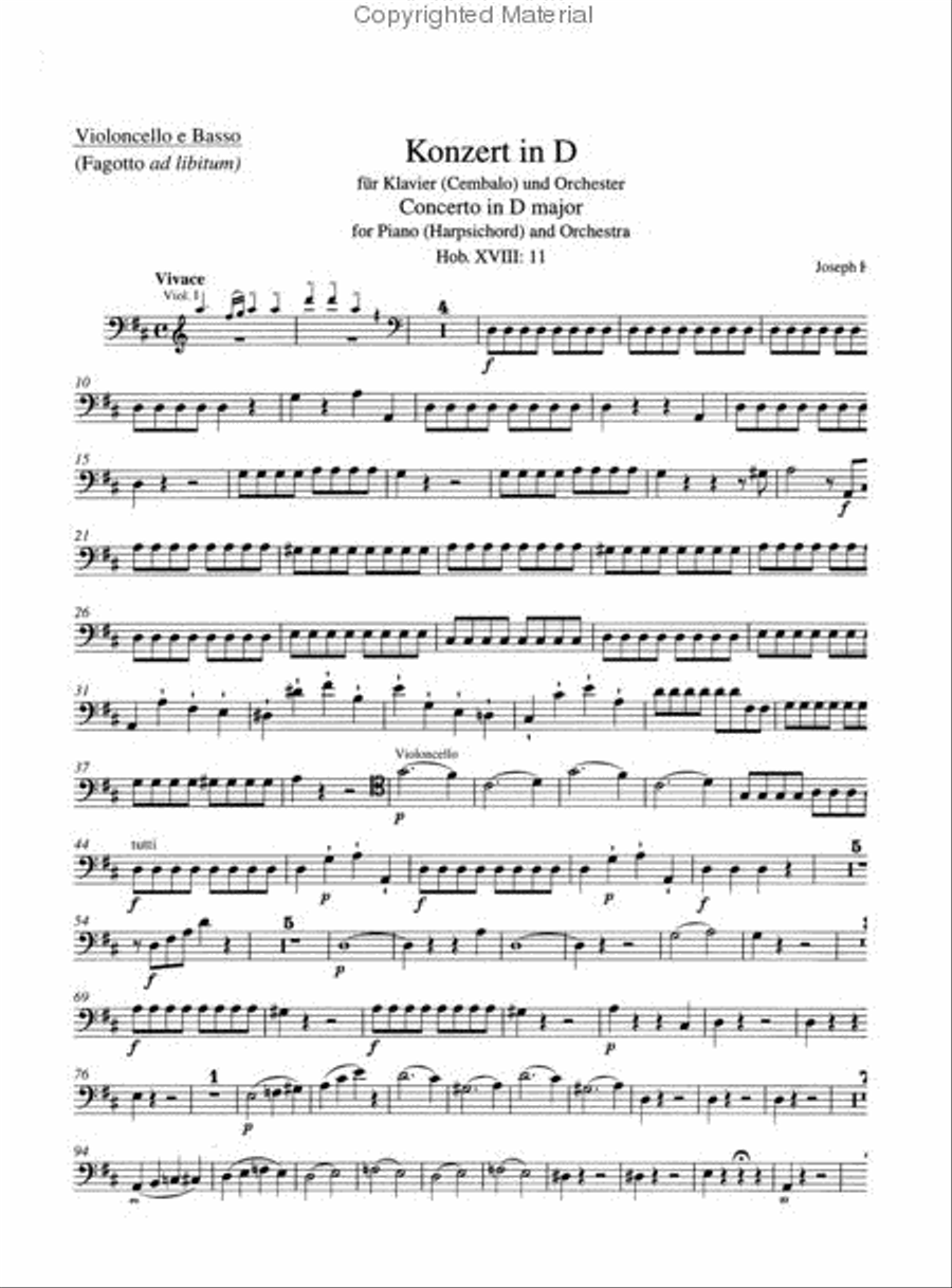 Klavierkonzert D major Hob. XVIII:11 Bassoon scores gallery preview page 2