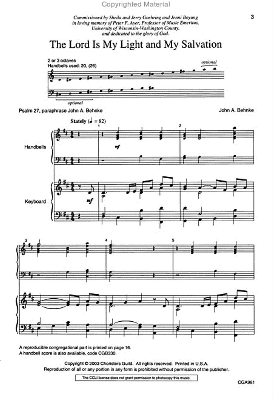 The Lord Is My Light and My Salvation Full Score 3-Part scores gallery preview page 2