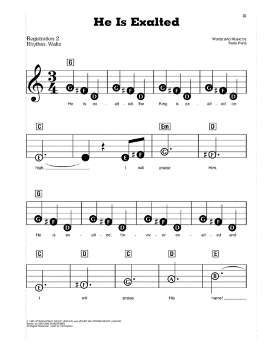He Is Exalted Electronic Keyboard scores gallery preview page 1