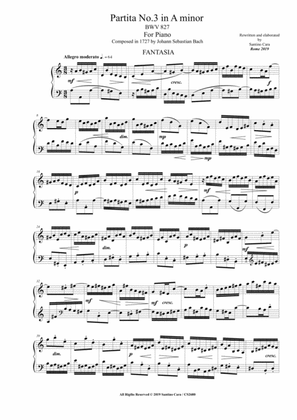 Bach - Partita No.3 in A minor BWV 827 for Piano