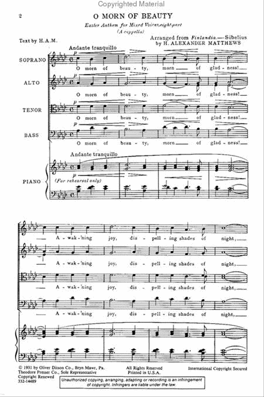 O Morn of Beauty O Morn of Beauty 4-Part scores gallery preview page 2