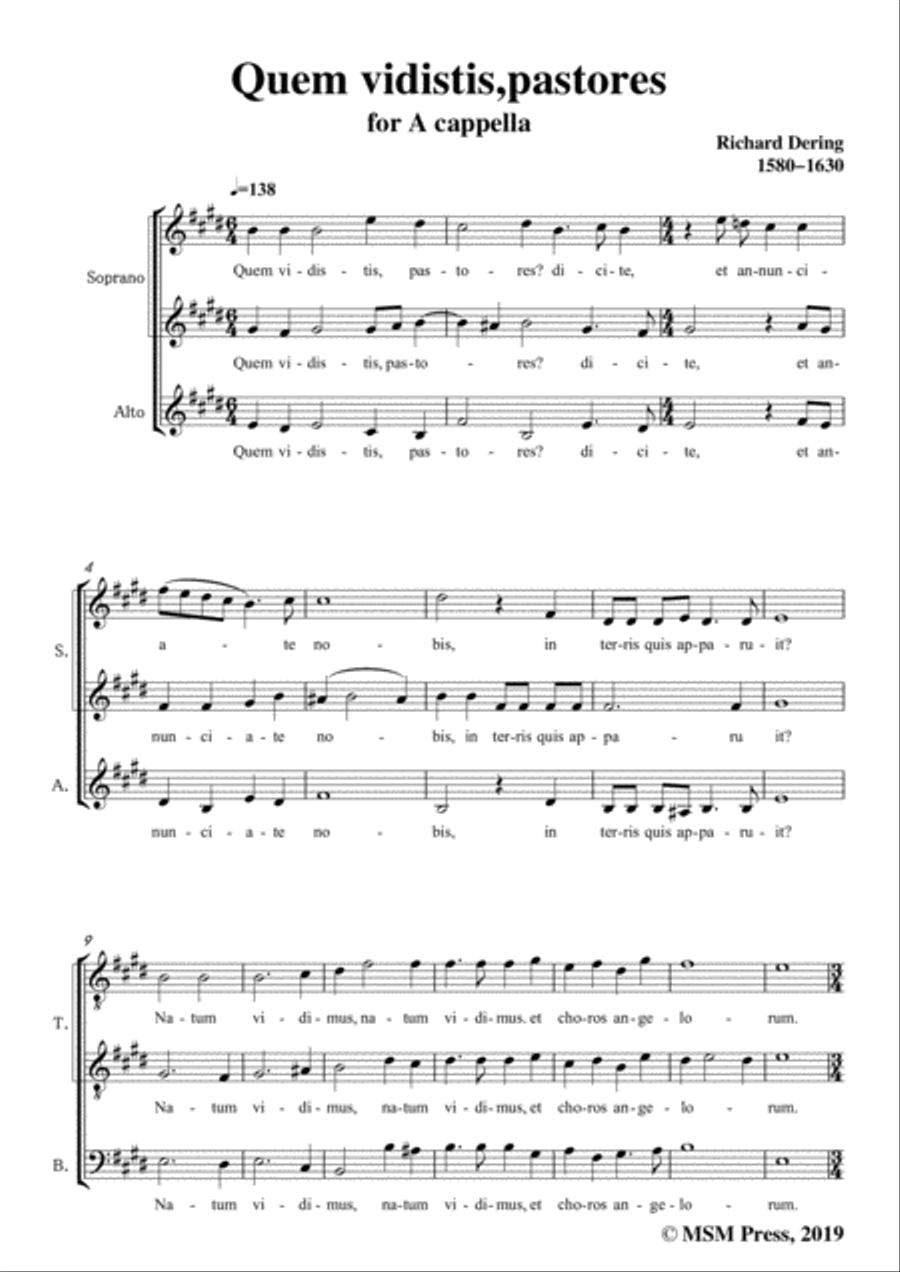 Dering-Quem vidistis,pastores,in E Major,A cappella Choir scores gallery preview page 3