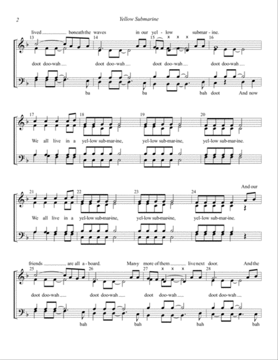 Yellow Submarine (pepperland/yellow Submarine In Pepperland) 4-Part scores gallery preview page 2