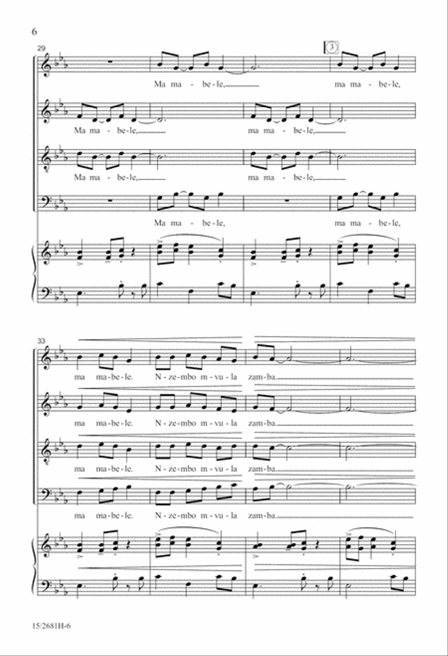 Nzembo na Mvula Zamba (Song of the Rainforest) 4-Part scores gallery preview page 6