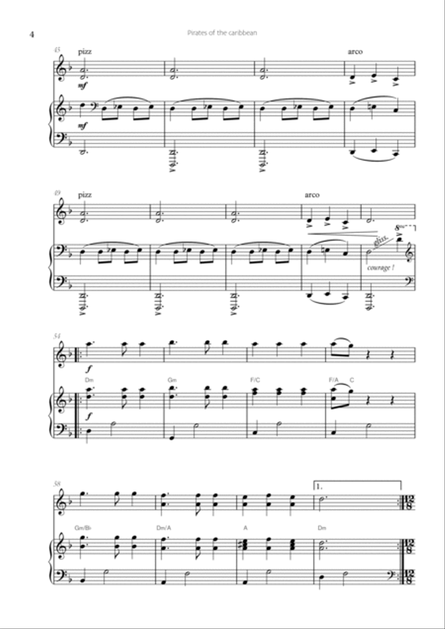 Pirates Of The Caribbean Violin Solo scores gallery preview page 4