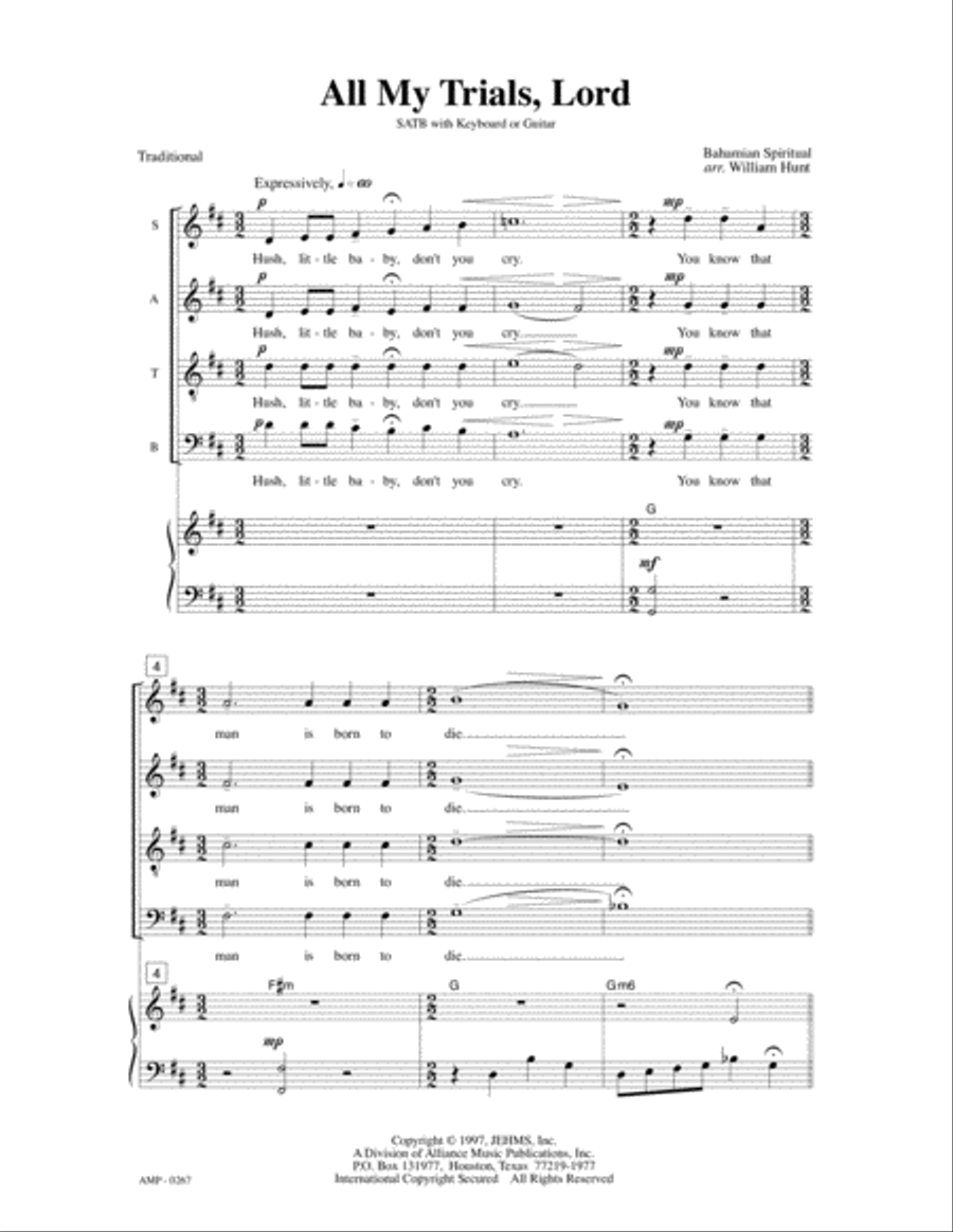 All My Trials, Lord All My Trials, Lord 4-Part scores gallery preview page 2