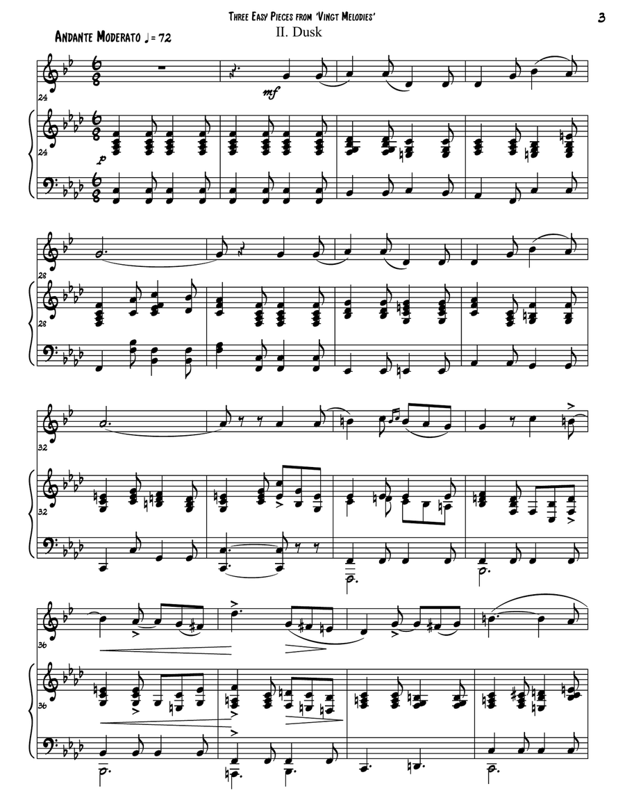 Three Easy Pieces from 'Vingt Melodies