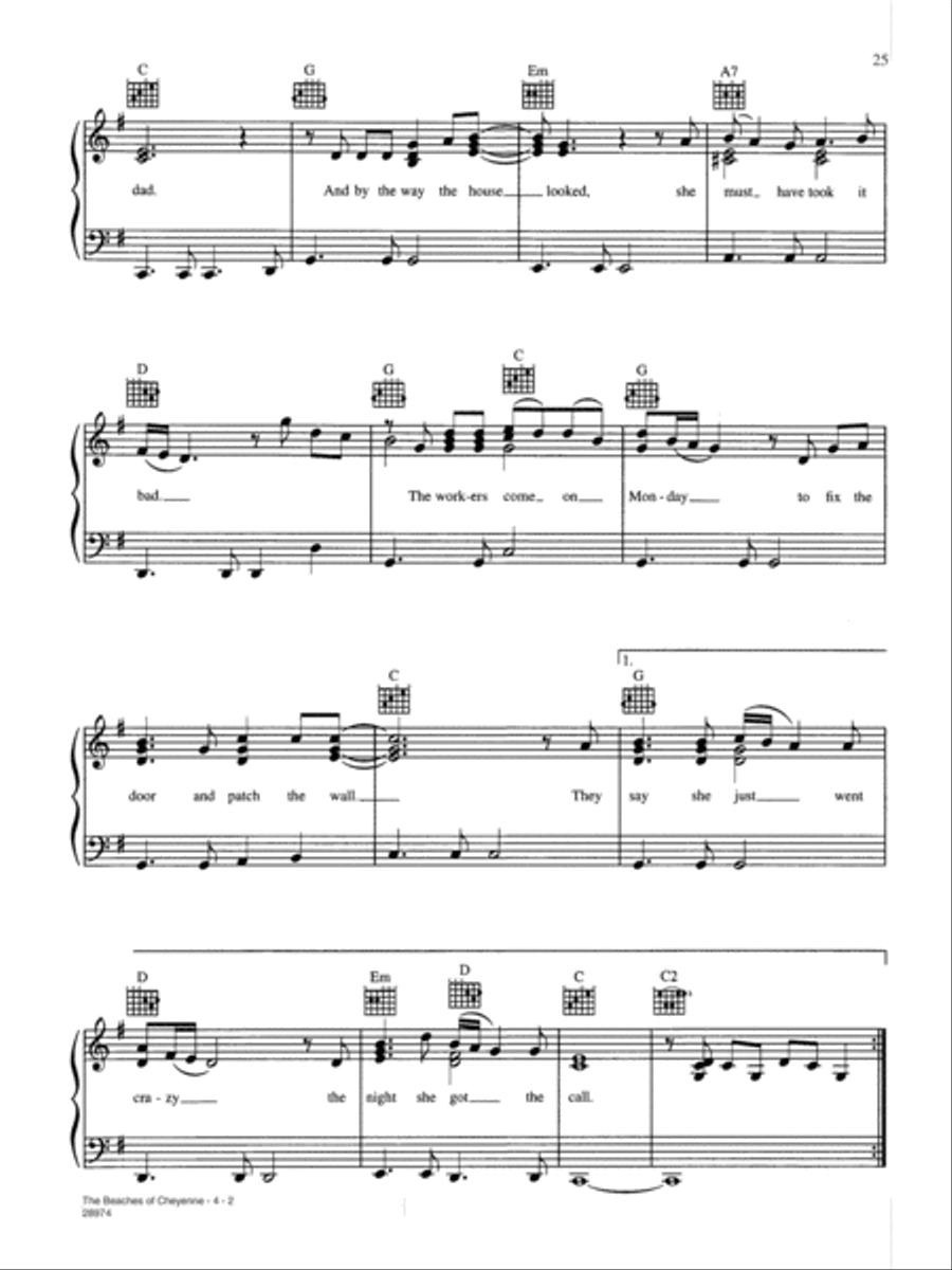 Beaches of Cheyenne Piano, Vocal, Guitar scores gallery preview page 2