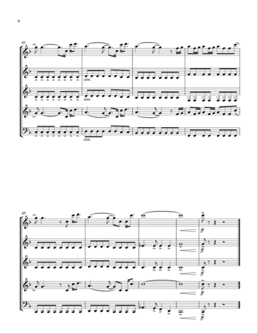 How Far I'll Go Woodwind Quintet scores gallery preview page 6