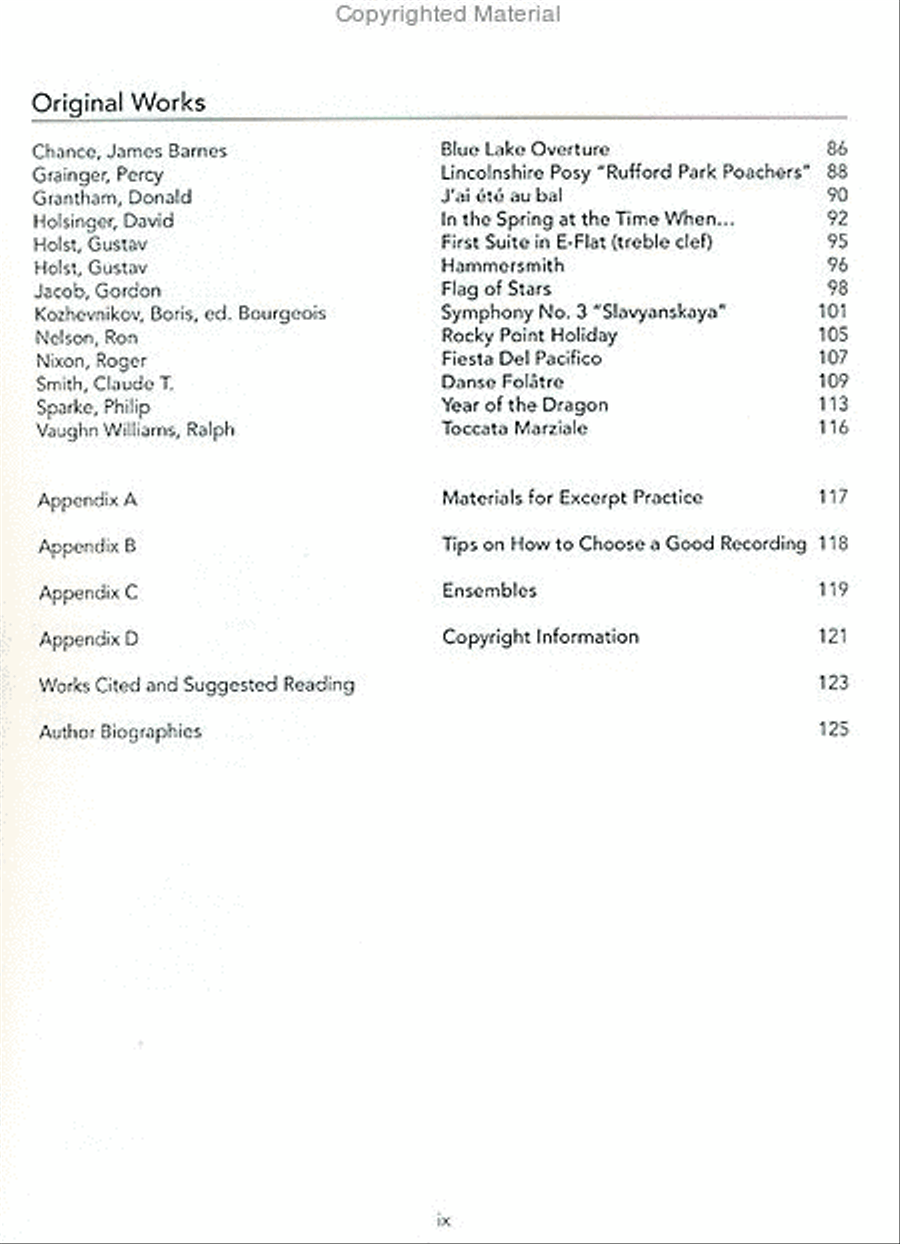 A Practical Guide to Wind Band Excerpts for the Euphonium Concert Band scores gallery preview page 3