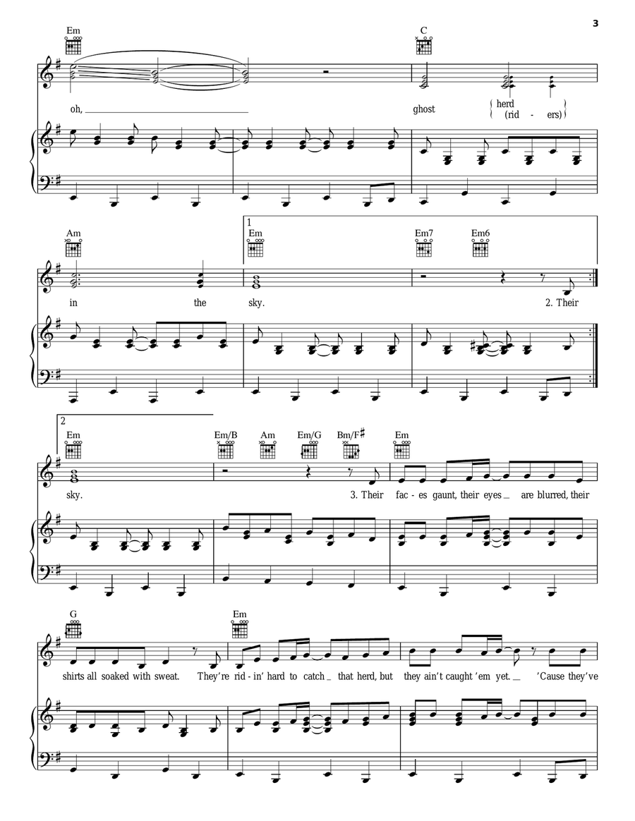 (Ghost) Riders In The Sky (A Cowboy Legend) Acoustic Guitar scores gallery preview page 3