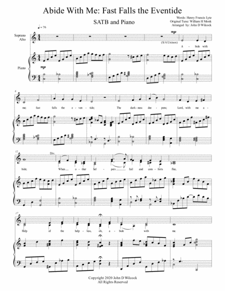 Abide With Me: Fast Falls the Eventide - SATB and Piano image number null