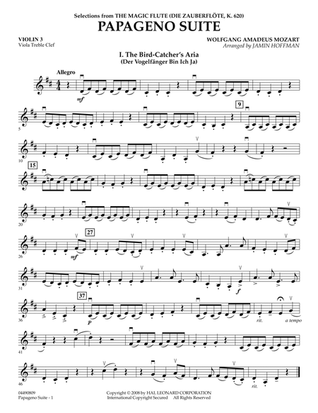 Papageno Suite - Violin 3 (Viola Treble Clef)