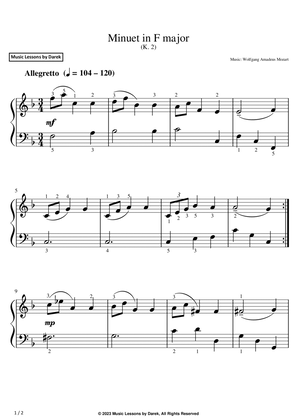 Book cover for Minuet in F major (EASY PIANO) (K. 2) [Wolfgang Amadeus Mozart]