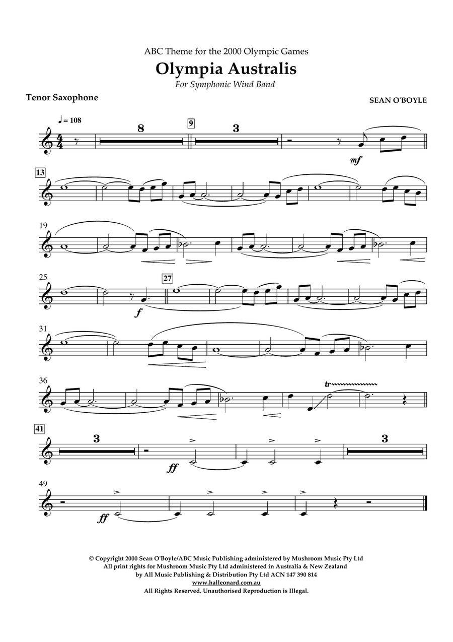 Olympia Australis (Symphonic Wind Band) - Tenor Saxophone