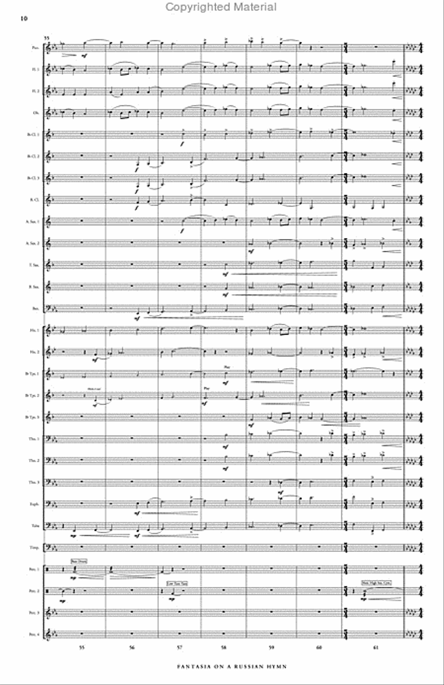 Fantasia on a Russian Hymn Concert Band scores gallery preview page 11