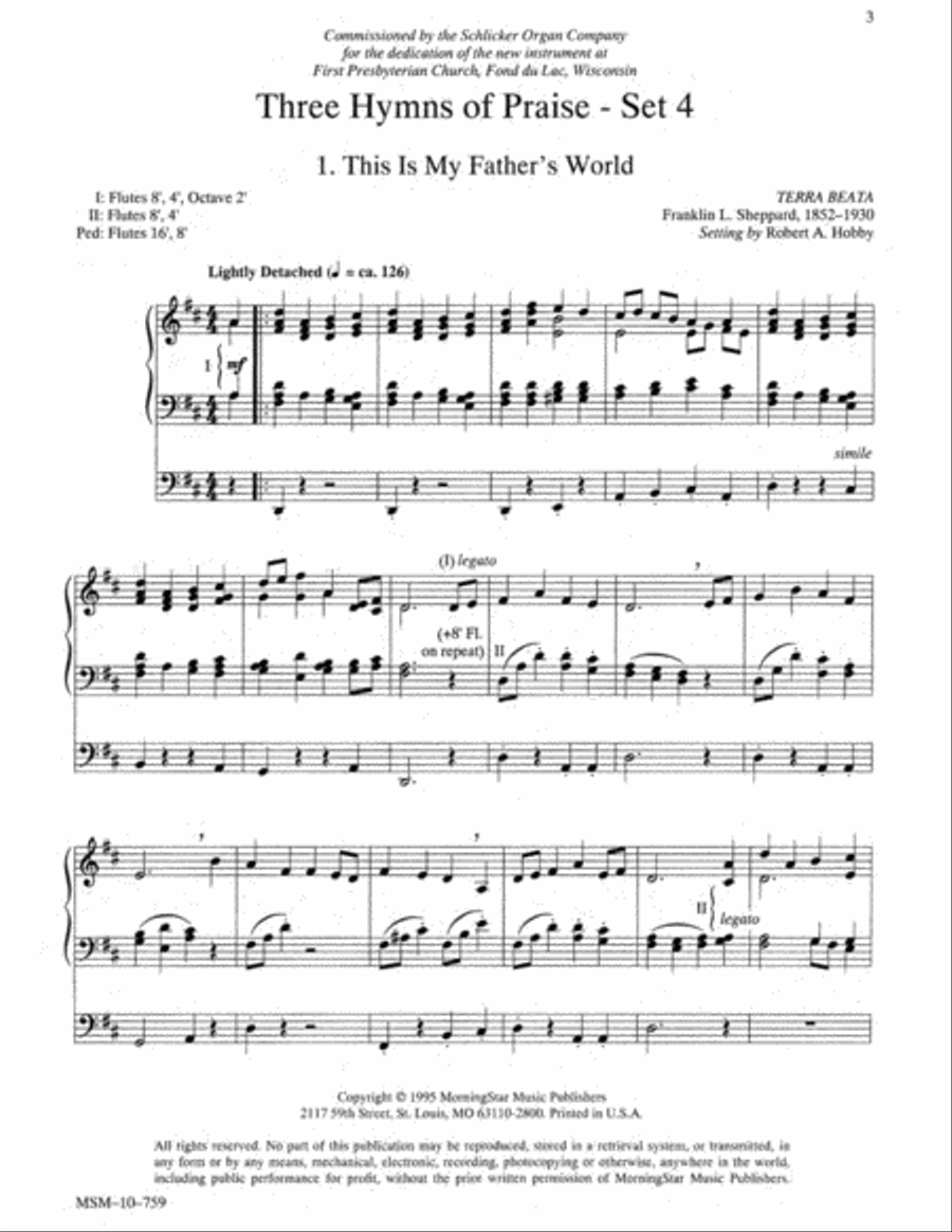 Three Hymns of Praise, Set 4 Organ scores gallery preview page 3