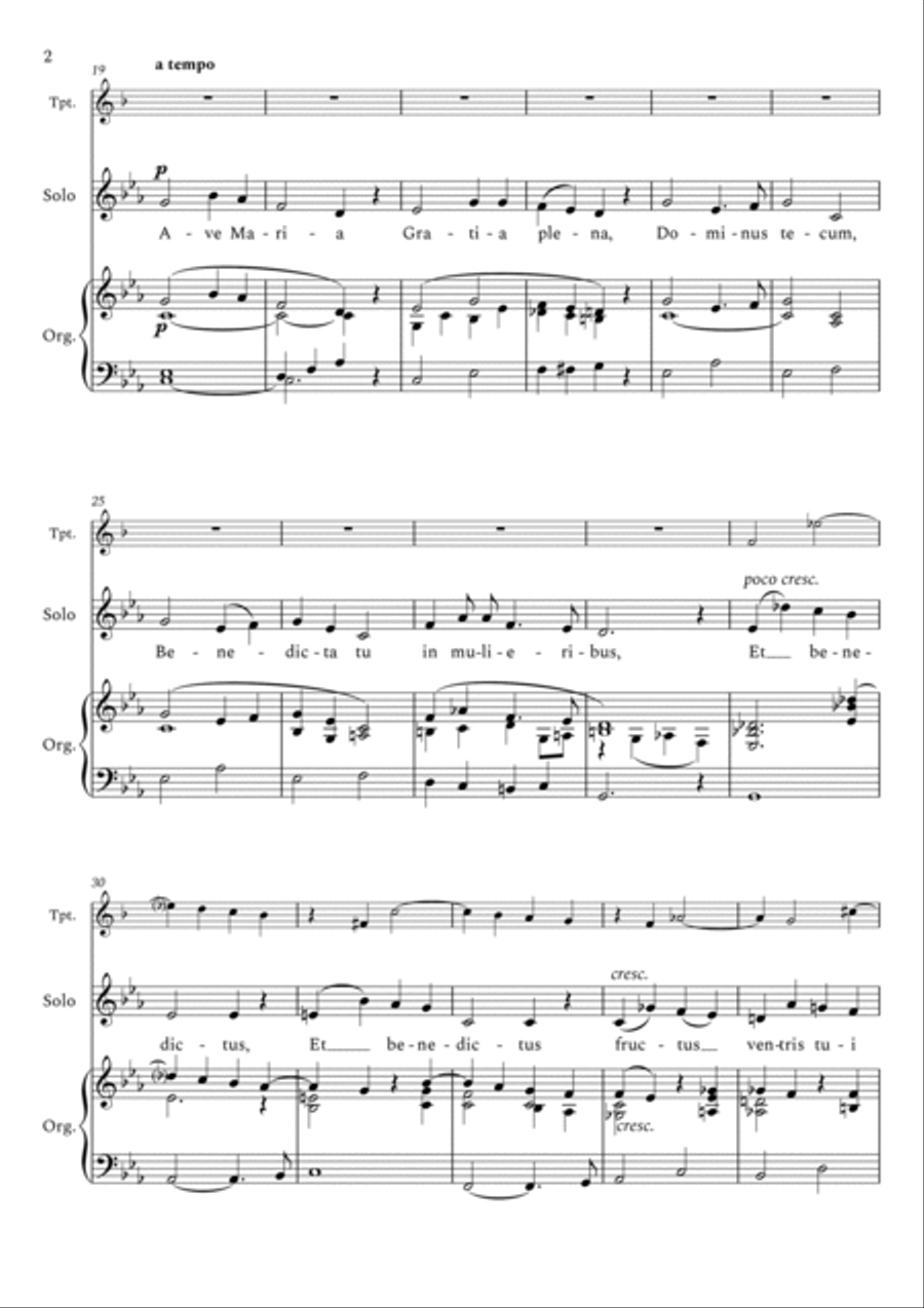 Avé Maria - César Franck for Low Voice (Cm) and Trumpet Solo Trumpet Solo scores gallery preview page 3