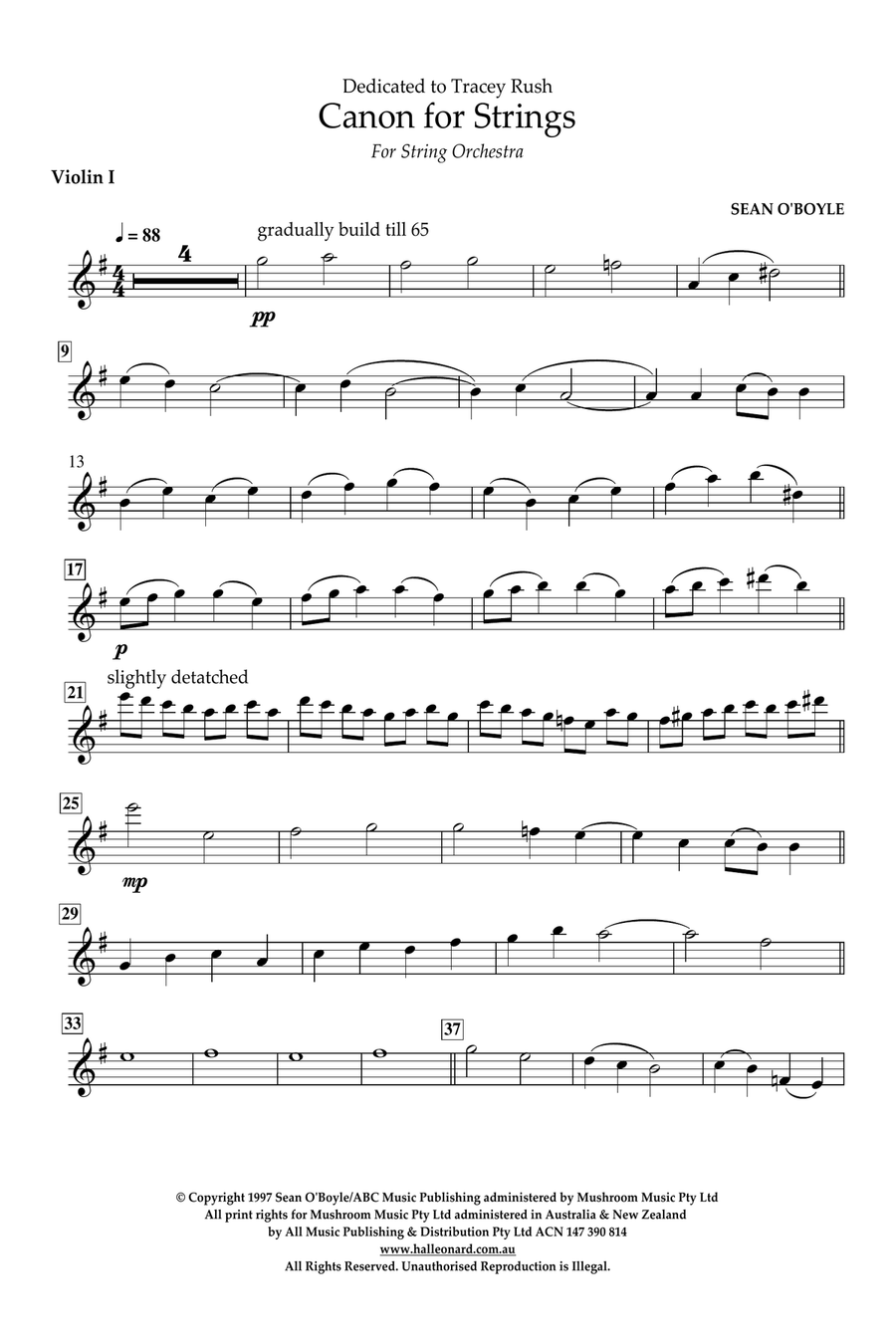 Canon for Strings - Violin I String Orchestra scores gallery preview page 1