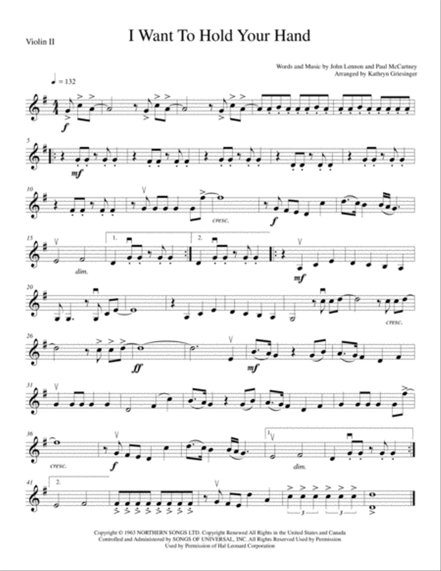 I Want To Hold Your Hand String Quartet scores gallery preview page 2