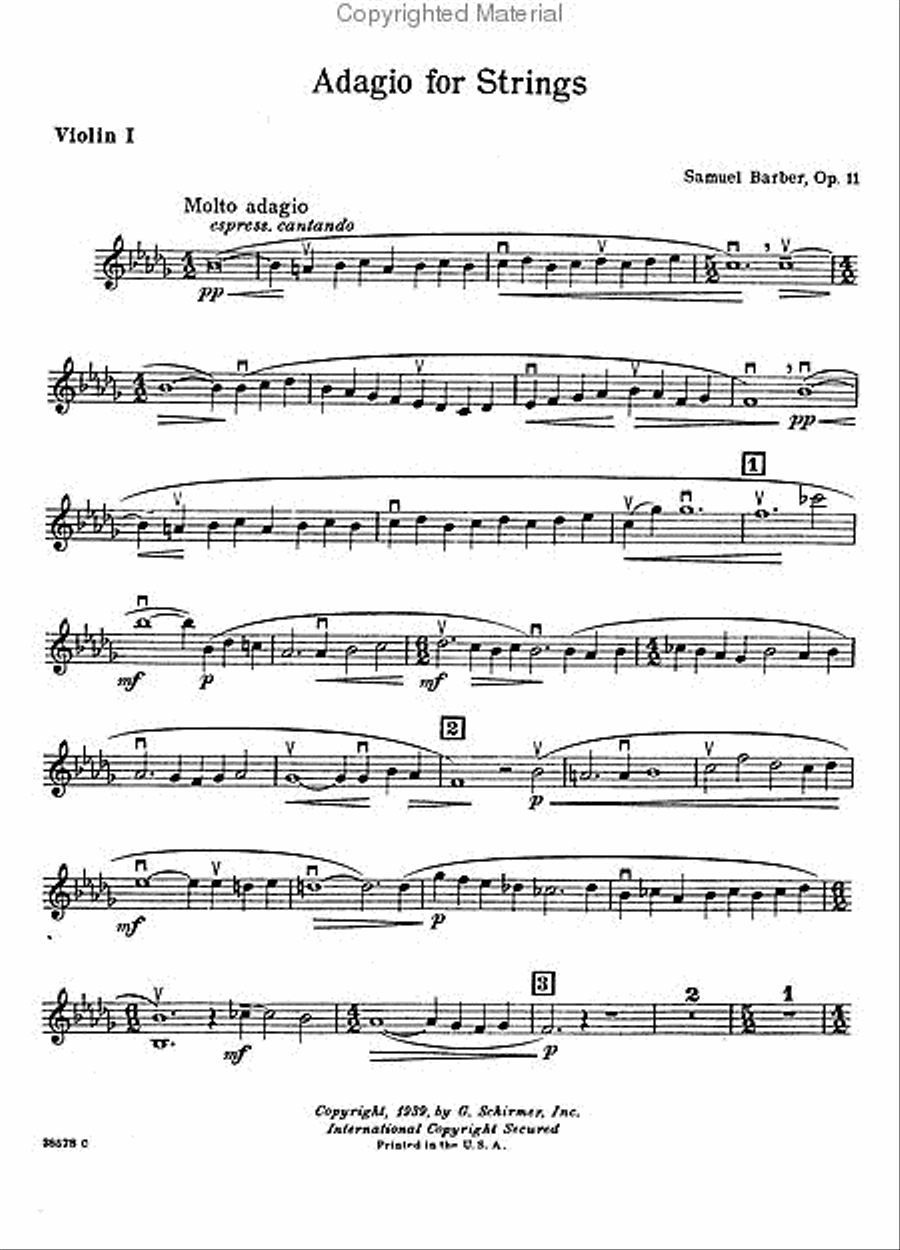 Adagio for Strings, Op. 11 String Orchestra scores gallery preview page 3