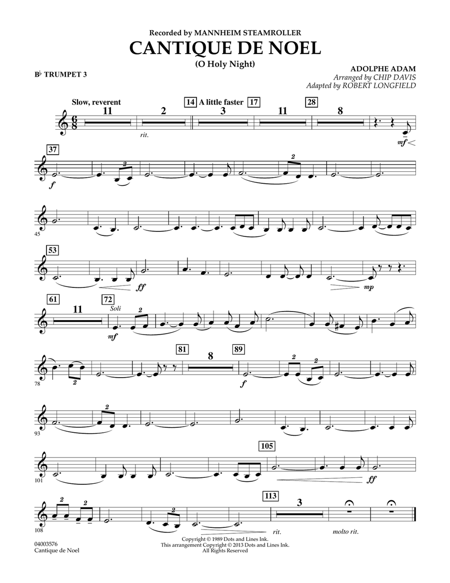 Cantique de Noel (O Holy Night) - Bb Trumpet 3