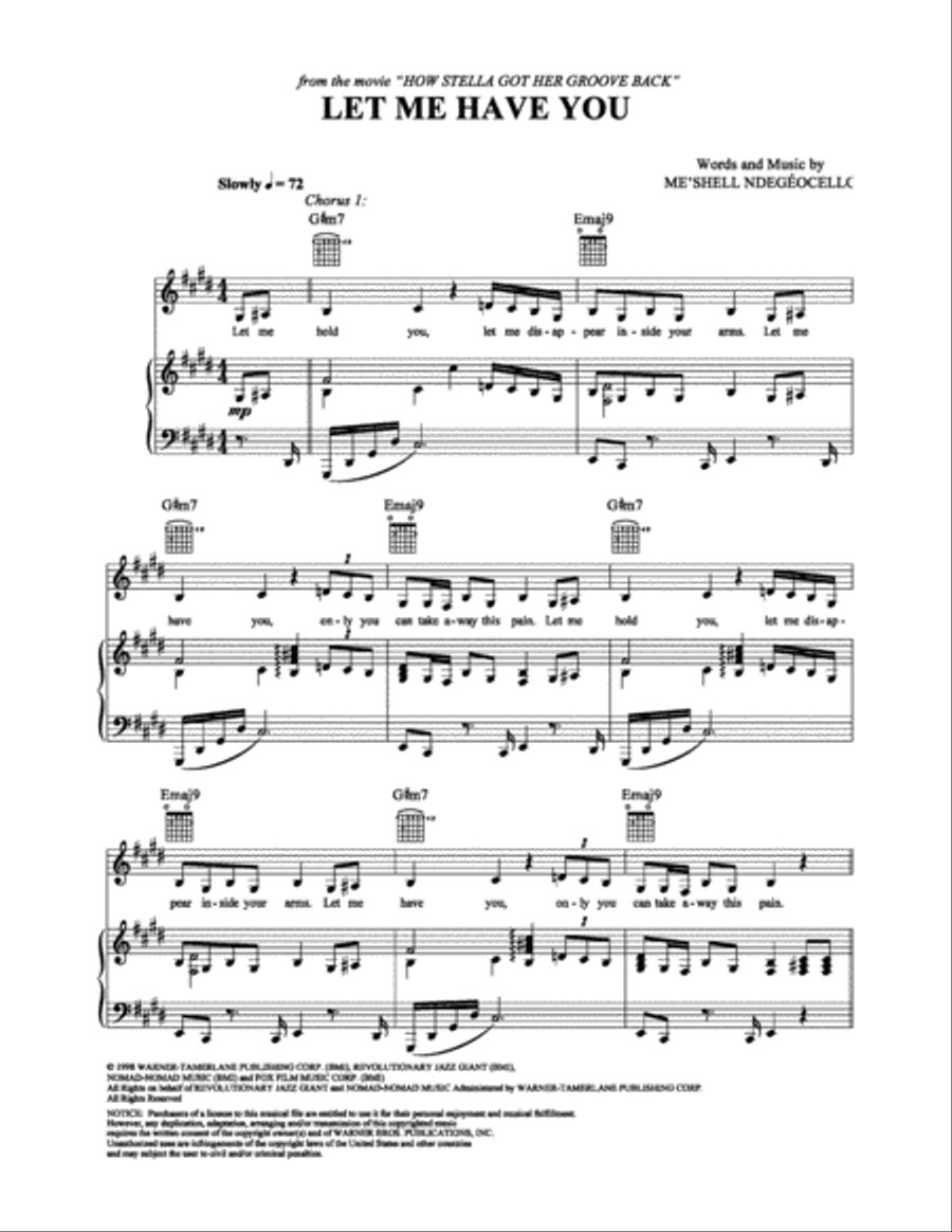 Let Me Have You Piano, Vocal, Guitar scores gallery preview page 1