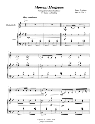 Schubert: Moment Musicaux for Clarinet & Piano
