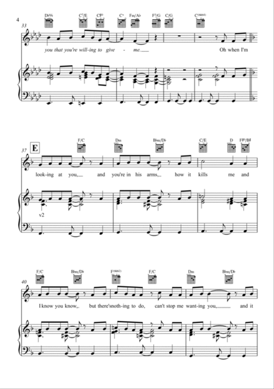 Piece Of You Piano, Vocal, Guitar scores gallery preview page 4