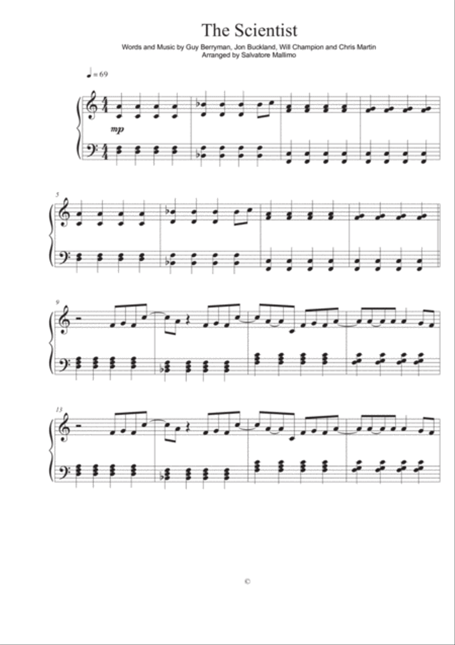 The Scientist Easy Piano scores gallery preview page 1
