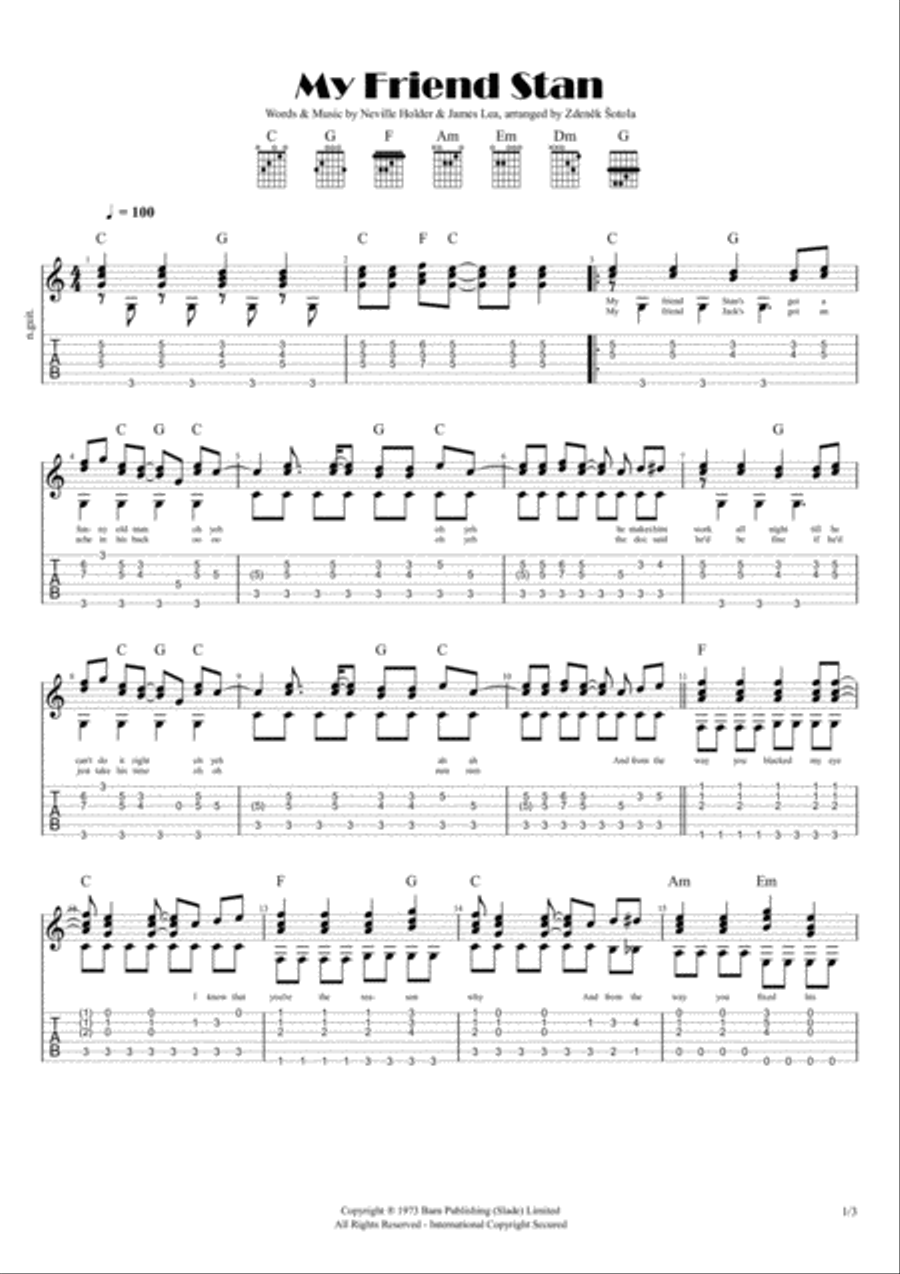 My Friend Stan Guitar Tablature scores gallery preview page 2