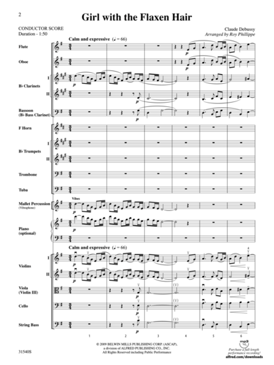 Girl with the Flaxen Hair (score only) Full Orchestra scores gallery preview page 2