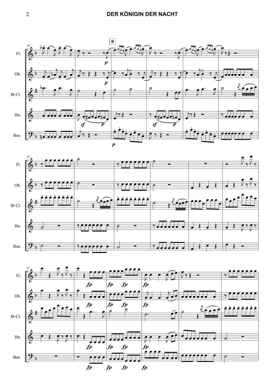 Der Königin Der Nacht (Der Hölle Rache) | Queen if the Night Woodwind Quintet scores gallery preview page 2