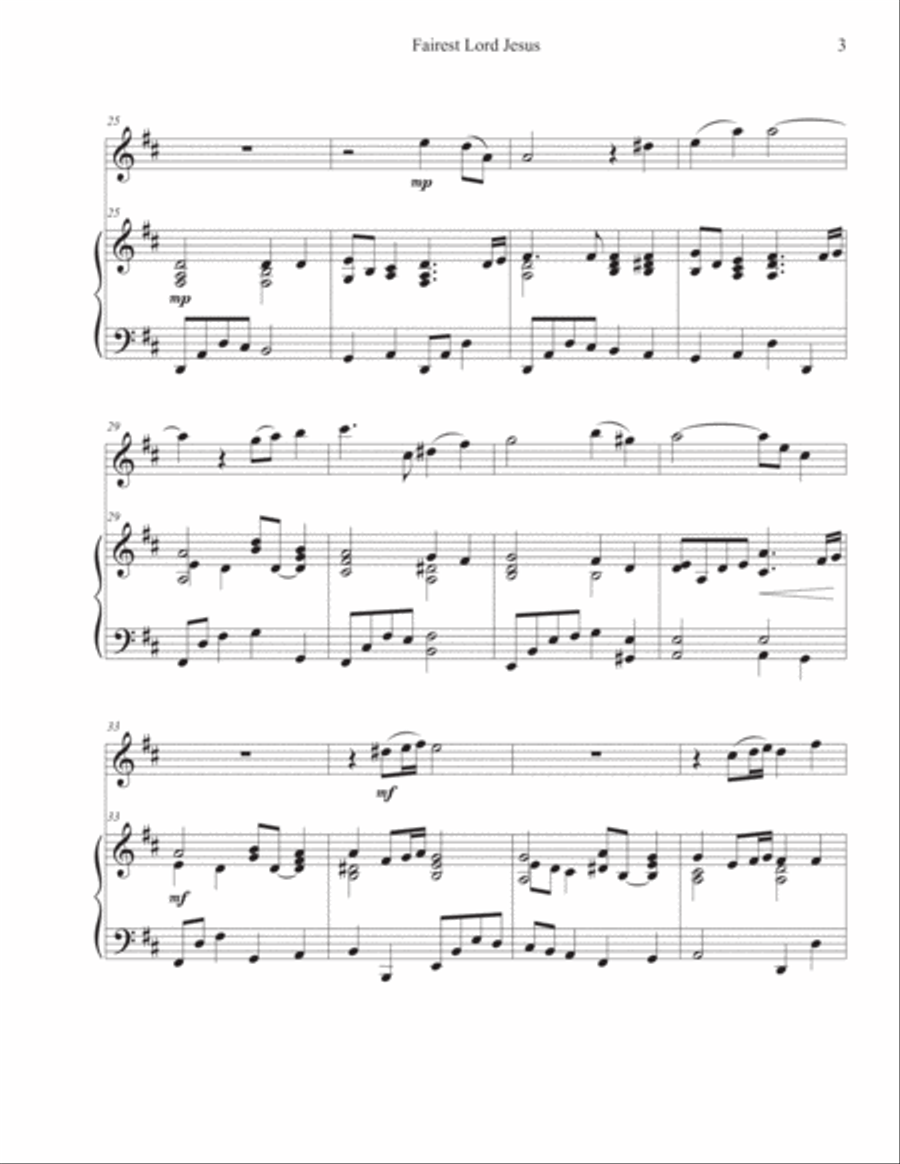 Fairest Lord Jesus (Violin-Piano) Fairest Lord Jesus (Violin-Piano) Violin Solo scores gallery preview page 3